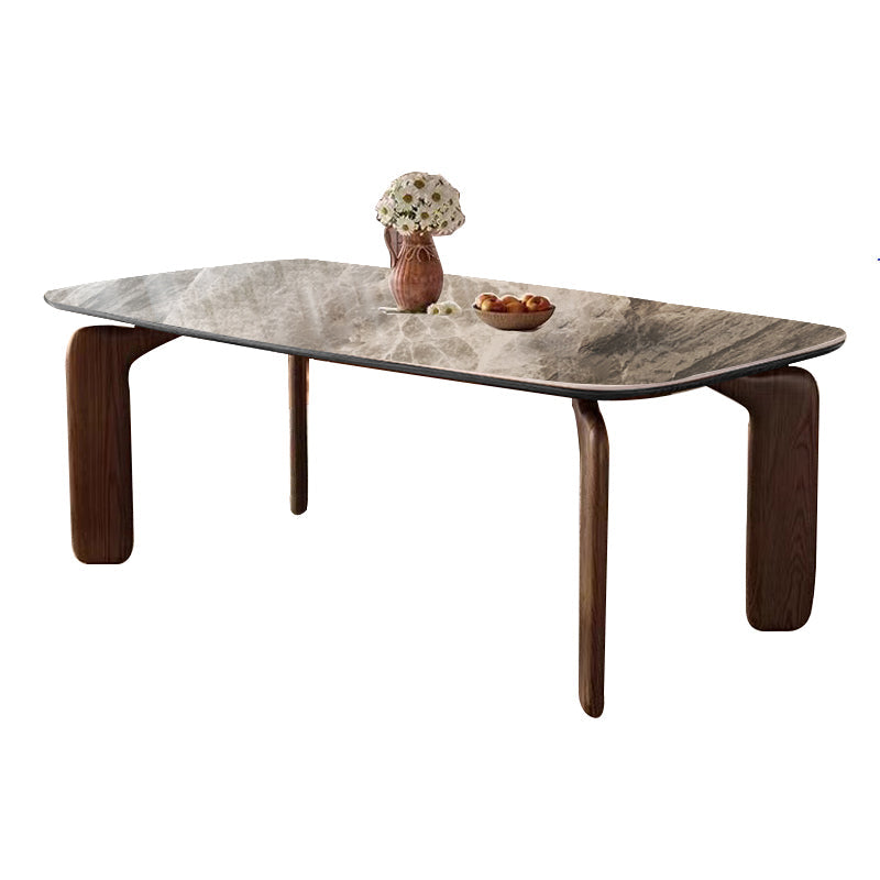 Traditional French Rectangular Stone Slab Medium-Density Fiberboard Carbon Steel Dining Table For Dining Room