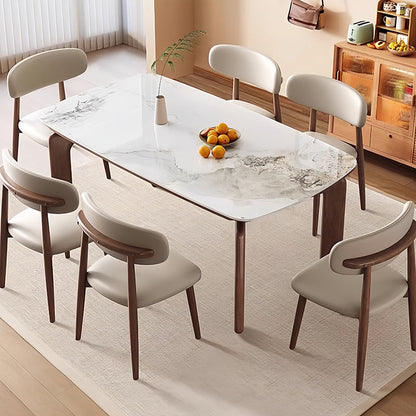Traditional French Rectangular Stone Slab Medium-Density Fiberboard Carbon Steel Dining Table For Dining Room