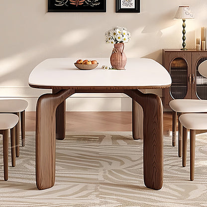 Traditional French Rectangular Stone Slab Medium-Density Fiberboard Carbon Steel Dining Table For Dining Room