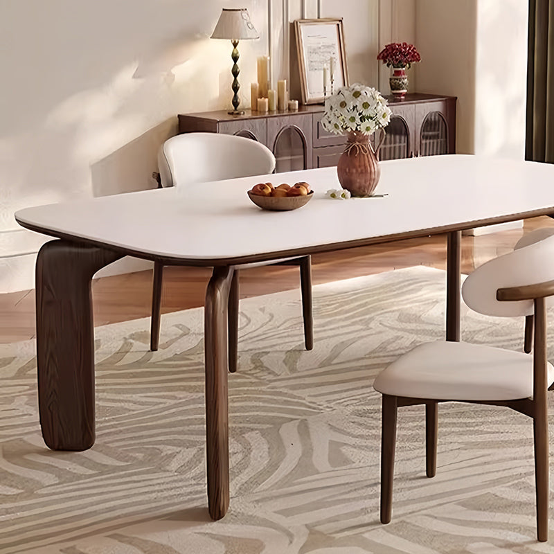 Traditional French Rectangular Stone Slab Medium-Density Fiberboard Carbon Steel Dining Table For Dining Room