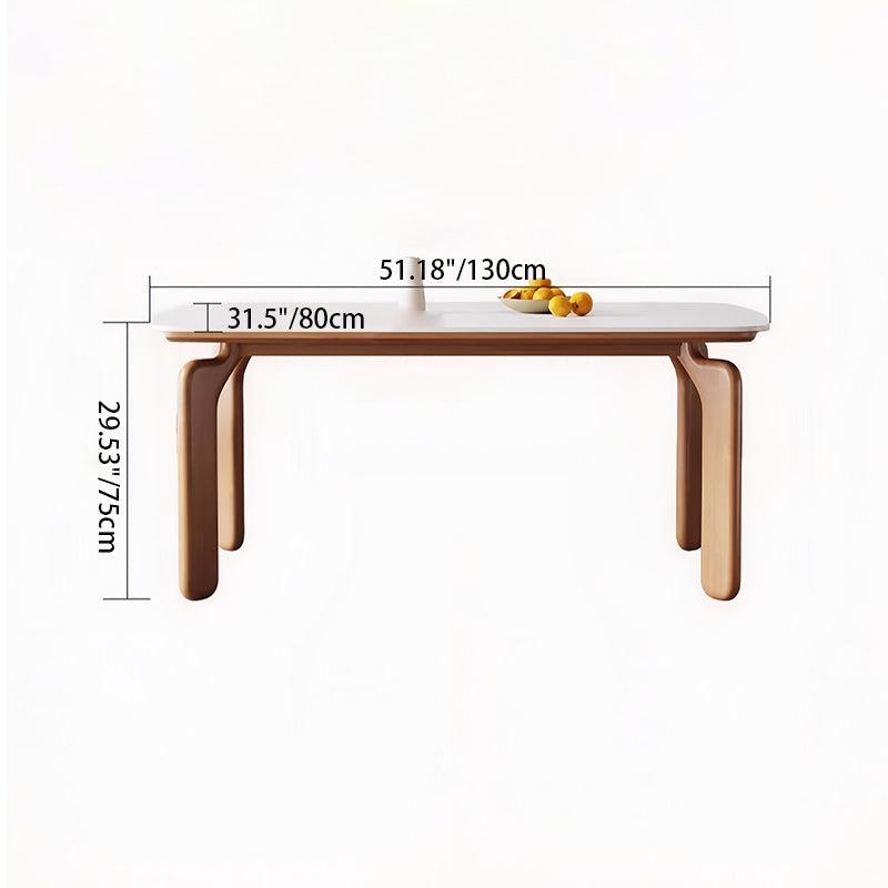 Traditional French Rectangular Stone Slab Medium-Density Fiberboard Carbon Steel Dining Table For Dining Room