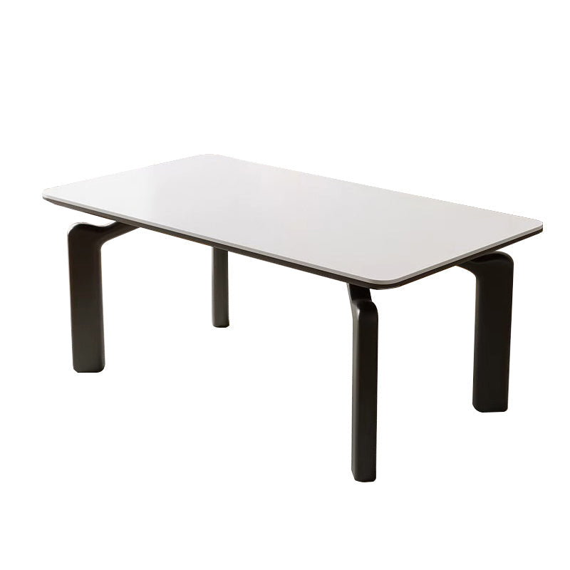 Traditional French Rectangular Stone Slab Medium-Density Fiberboard Carbon Steel Dining Table For Dining Room