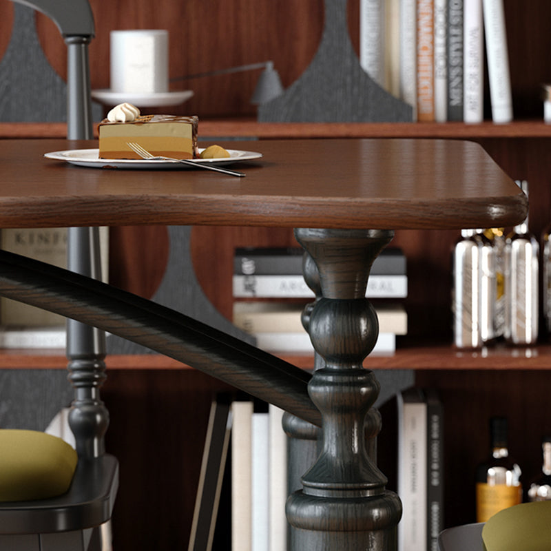Traditional French Rectangular Red Oak Solid Wood Wavy Edge Dining Table For Dining Room