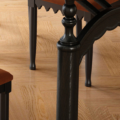 Traditional French Rectangular Red Oak Solid Wood Wavy Edge Dining Table For Dining Room