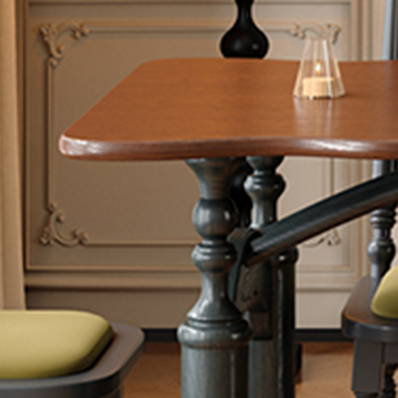 Traditional French Rectangular Red Oak Solid Wood Wavy Edge Dining Table For Dining Room