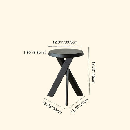 Traditional Vintage Round Solid Pine Wood Side Table For Living Room