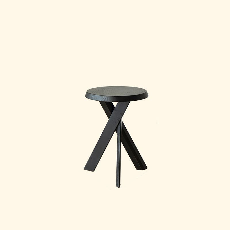 Traditional Vintage Round Solid Pine Wood Side Table For Living Room