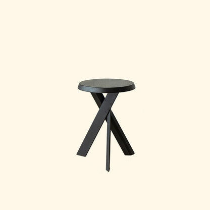 Traditional Vintage Round Solid Pine Wood Side Table For Living Room