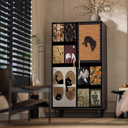 Traditional French Rectangular Solid Pine Wood Storage Cabinet 6-Cabinet For Bedroom