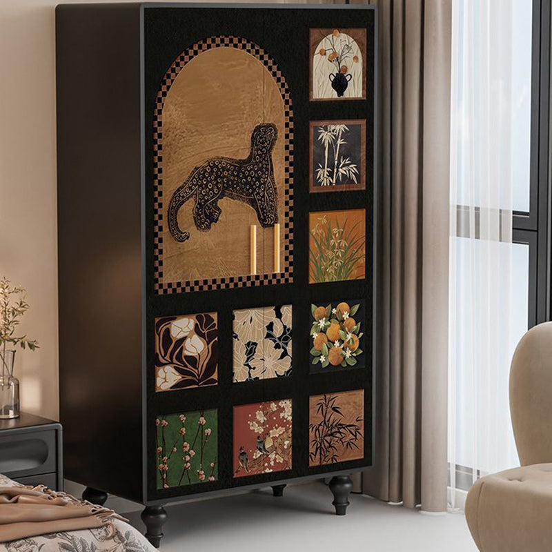 Traditional French Rectangular Solid Pine Wood Storage Cabinet 6-Cabinet For Bedroom