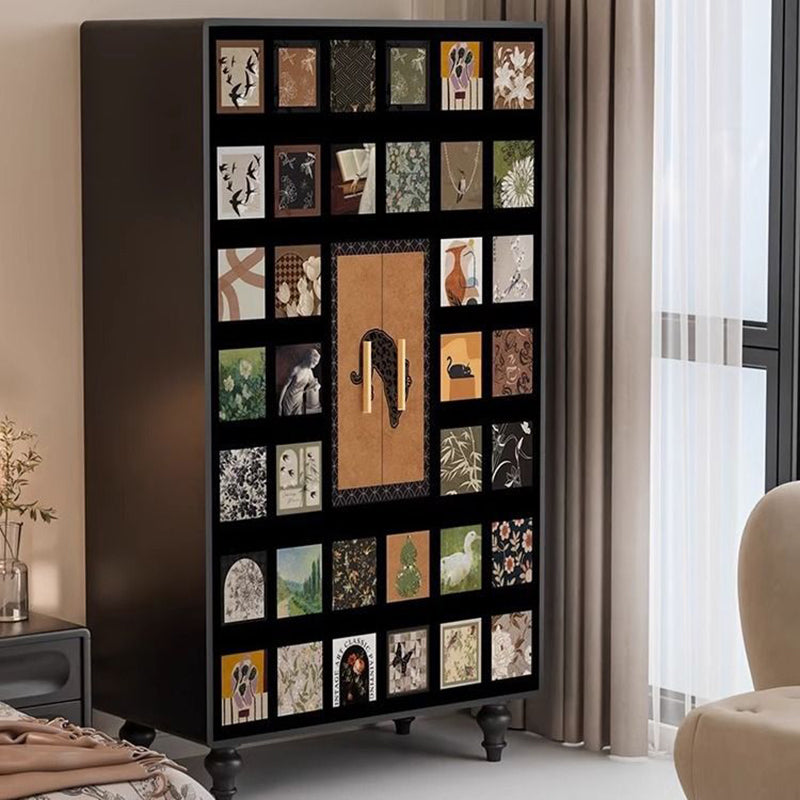 Traditional French Rectangular Solid Pine Wood Storage Cabinet 6-Cabinet For Bedroom