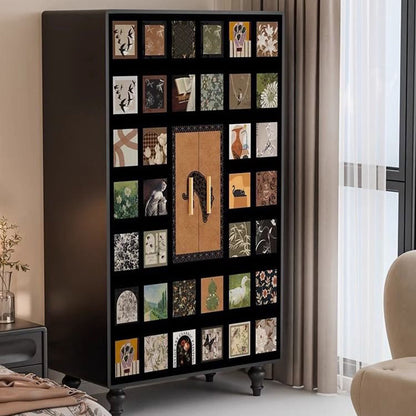 Traditional French Rectangular Solid Pine Wood Storage Cabinet 6-Cabinet For Bedroom