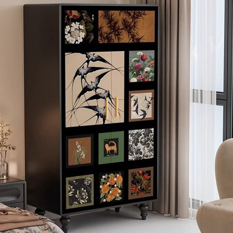 Traditional French Rectangular Solid Pine Wood Storage Cabinet 6-Cabinet For Bedroom