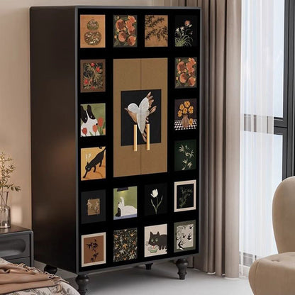 Traditional French Rectangular Solid Pine Wood Storage Cabinet 6-Cabinet For Bedroom