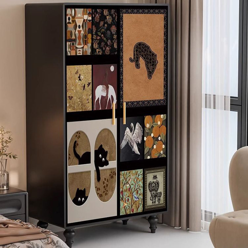 Traditional French Rectangular Solid Pine Wood Storage Cabinet 6-Cabinet For Bedroom