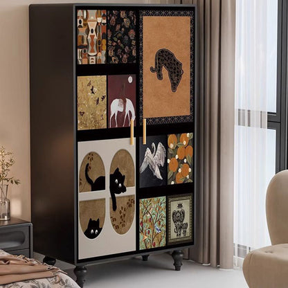 Traditional French Rectangular Solid Pine Wood Storage Cabinet 6-Cabinet For Bedroom