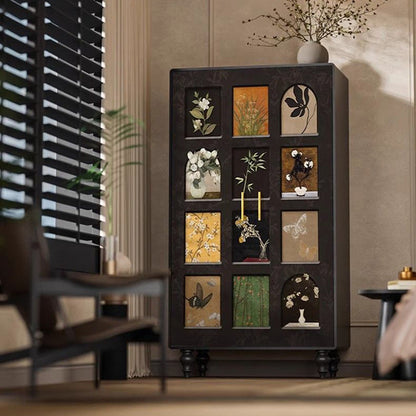 Traditional French Rectangular Solid Pine Wood Storage Cabinet 6-Cabinet For Bedroom