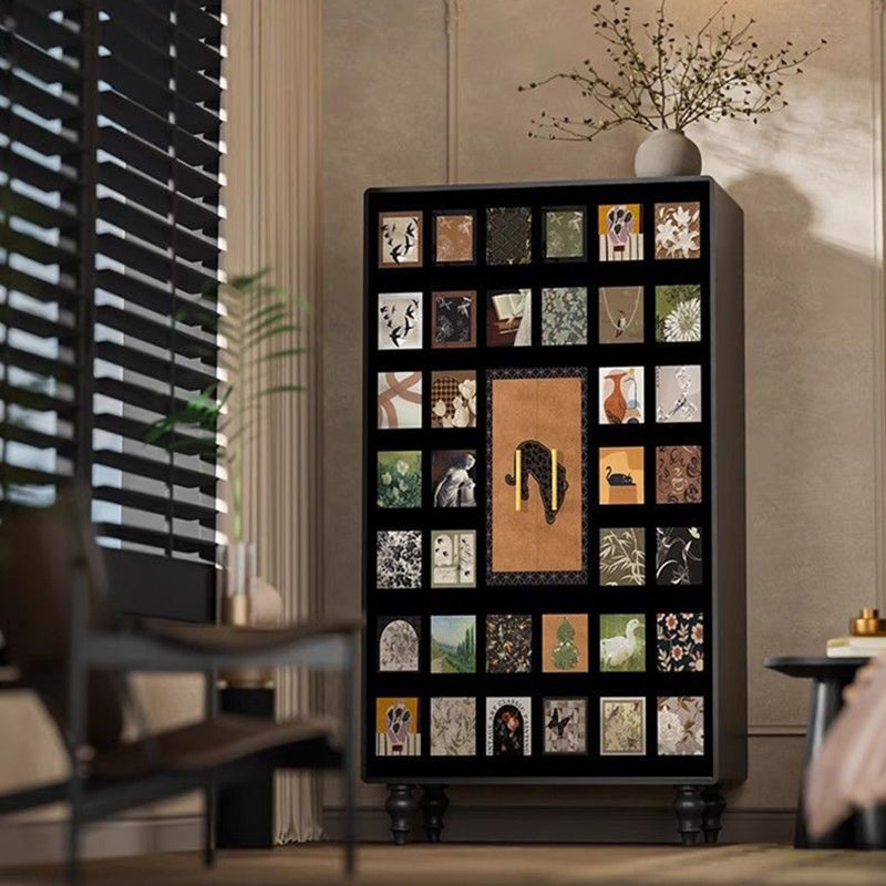 Traditional French Rectangular Solid Pine Wood Storage Cabinet 6-Cabinet For Bedroom