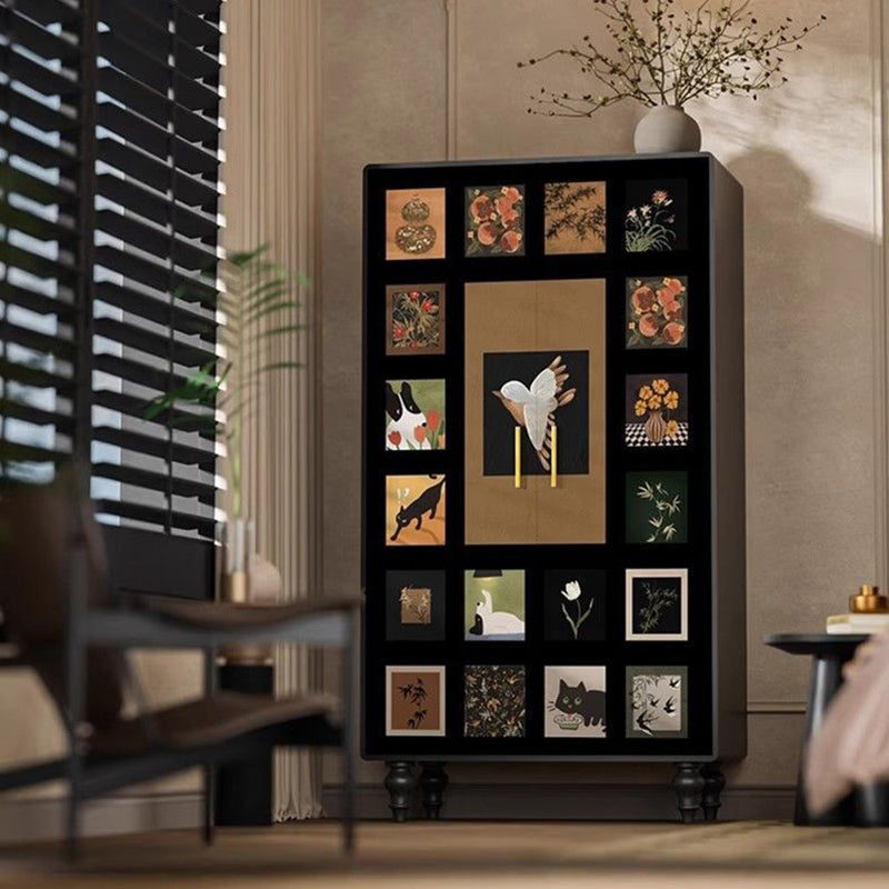 Traditional French Rectangular Solid Pine Wood Storage Cabinet 6-Cabinet For Bedroom