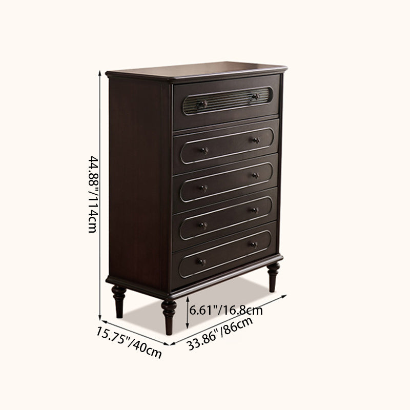Traditional Vintage Rectangular Mahogany Pine Wood Storage Cabinet 4-Drawer 1-Cabinet For Bedroom