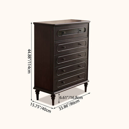 Traditional Vintage Rectangular Mahogany Pine Wood Storage Cabinet 4-Drawer 1-Cabinet For Bedroom