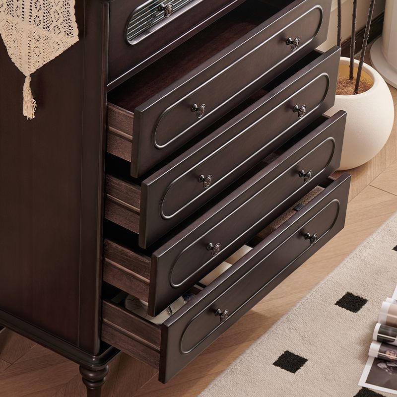 Traditional Vintage Rectangular Mahogany Pine Wood Storage Cabinet 4-Drawer 1-Cabinet For Bedroom