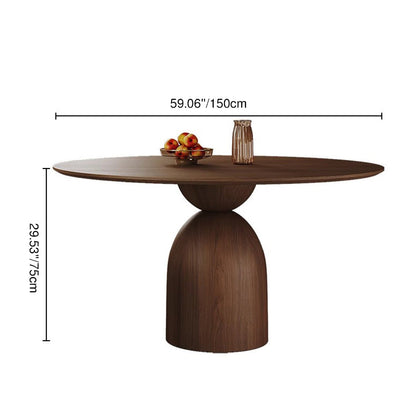 Traditional Vintage Round Veneered Multi-Layer Solid Wood Panel Ash Wood Dining Table For Dining Room
