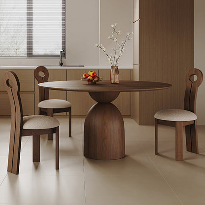 Traditional Vintage Round Veneered Multi-Layer Solid Wood Panel Ash Wood Dining Table For Dining Room