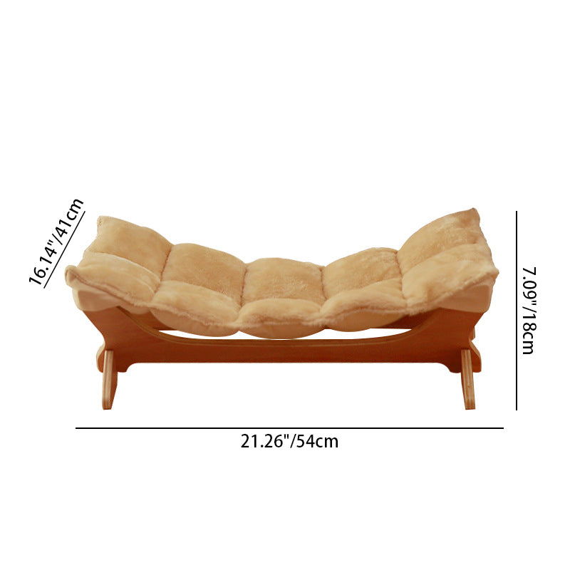 Contemporary Scandinavian Rectangular Multi-Layer Solid Wood Panel Cotton Fabric Cat Bed For Bedroom & Living Room