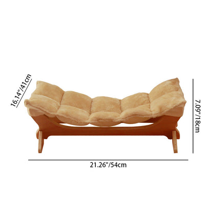 Contemporary Scandinavian Rectangular Multi-Layer Solid Wood Panel Cotton Fabric Cat Bed For Bedroom & Living Room