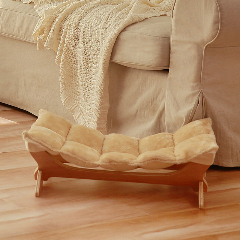 Contemporary Scandinavian Rectangular Multi-Layer Solid Wood Panel Cotton Fabric Cat Bed For Bedroom & Living Room