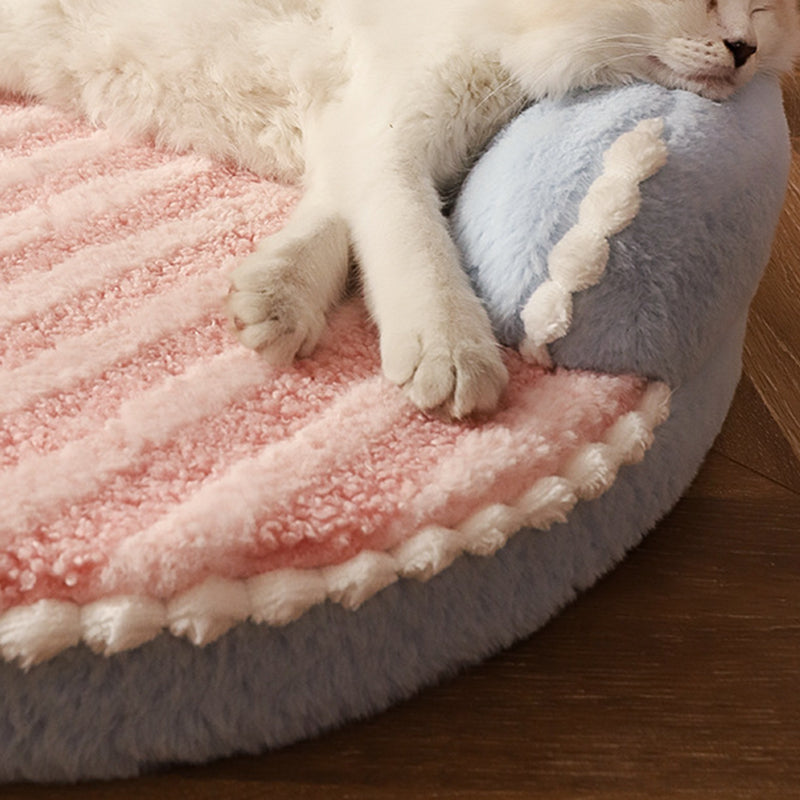 Contemporary Creative Round Velvet Fabric PP Cotton Bear & Kitten-Shaped Cat Bed For Bedroom