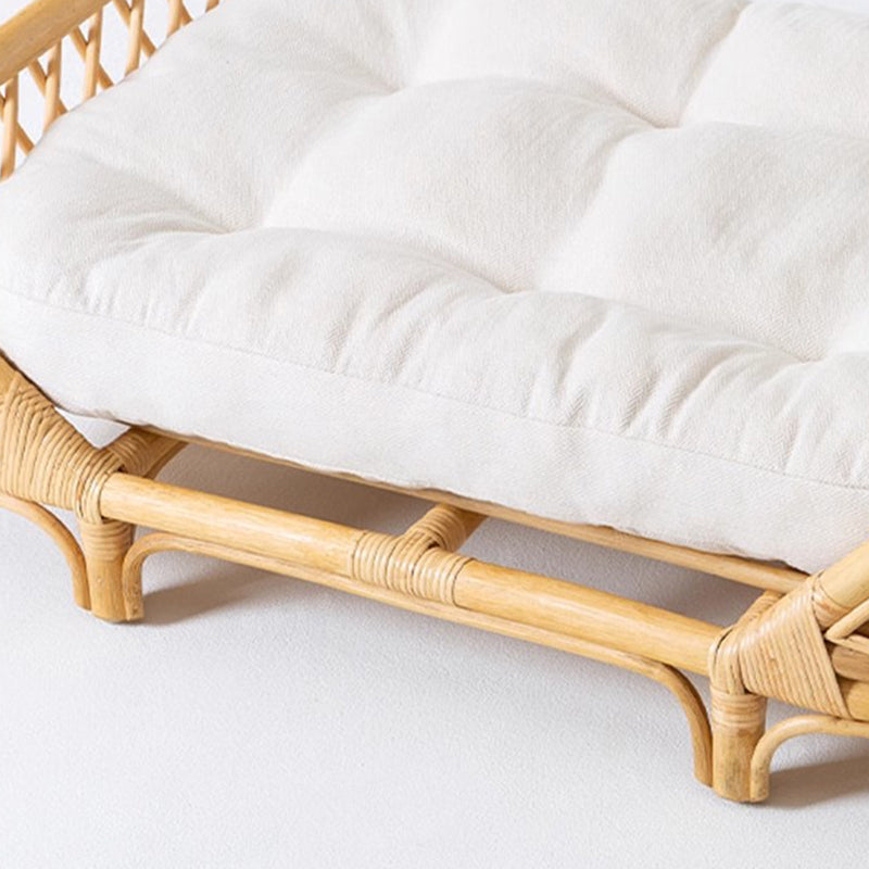 Traditional Farmhouse Rectangular Indonesian Rattan Fabric Handwoven Cat Bed For Bedroom