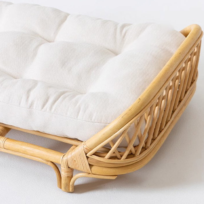 Traditional Farmhouse Rectangular Indonesian Rattan Fabric Handwoven Cat Bed For Bedroom