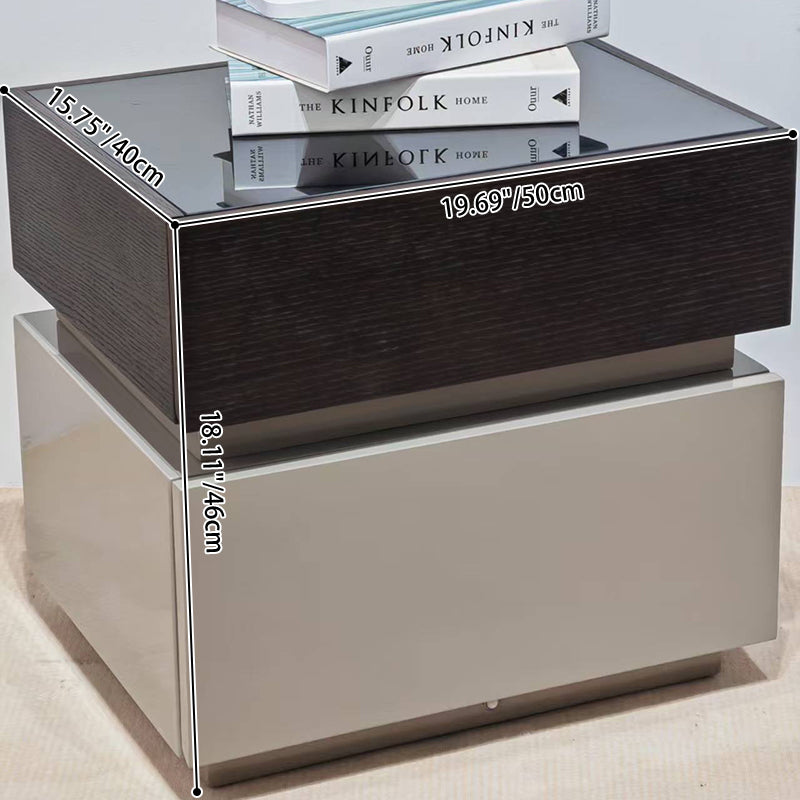 Modern Minimalist Dual-Drawer Storage Nightstand: Black & White Contrast Design - Smart Bedside Table With Sensor Light For Bedroom