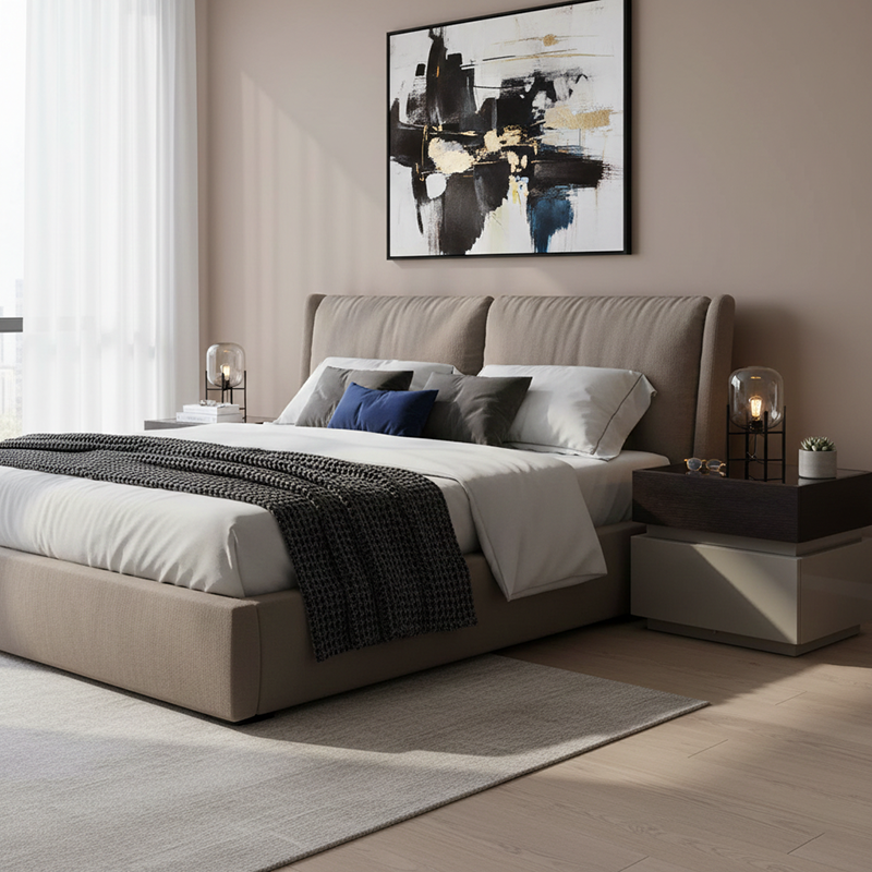 Modern Minimalist Dual-Drawer Storage Nightstand: Black & White Contrast Design - Smart Bedside Table With Sensor Light For Bedroom