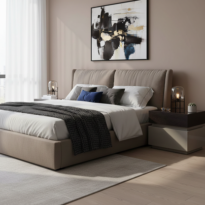 Modern Minimalist Dual-Drawer Storage Nightstand: Black & White Contrast Design - Smart Bedside Table With Sensor Light For Bedroom