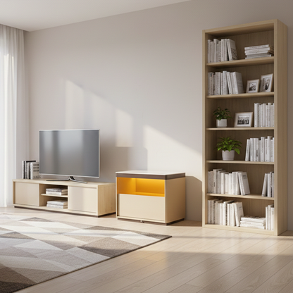 Modern Minimalist Off-White Nightstand: Marble Top & Motion-Sensor Light Design - Quiet Single-Drawer Storage Bedside Table For Bedroom