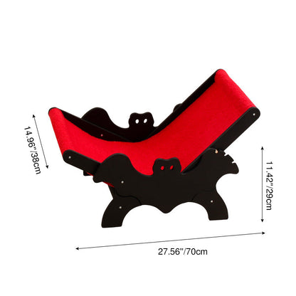 Contemporary Creative Rectangular Multi-Layer Solid Wood Panel Velvet Fabric Halloween Bat-Shaped Cat Bed For Living Room & Bedroom