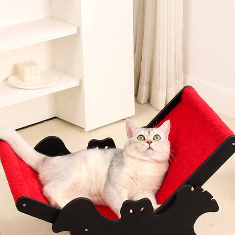Contemporary Creative Rectangular Multi-Layer Solid Wood Panel Velvet Fabric Halloween Bat-Shaped Cat Bed For Living Room & Bedroom