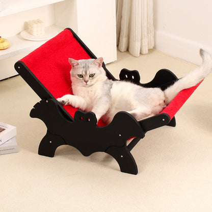 Contemporary Creative Rectangular Multi-Layer Solid Wood Panel Velvet Fabric Halloween Bat-Shaped Cat Bed For Living Room & Bedroom