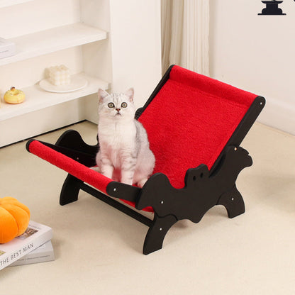 Contemporary Creative Rectangular Multi-Layer Solid Wood Panel Velvet Fabric Halloween Bat-Shaped Cat Bed For Living Room & Bedroom
