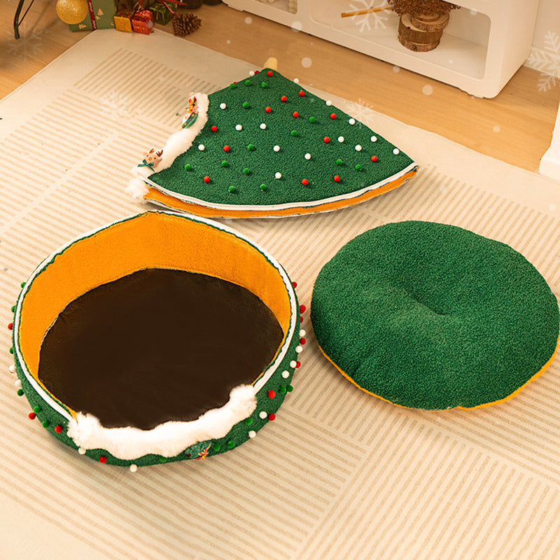 Contemporary Creative Conical Velvet Fabric PP Cotton Christmas Cat Bed For Bedroom