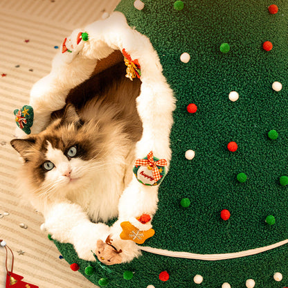 Contemporary Creative Conical Velvet Fabric PP Cotton Christmas Cat Bed For Bedroom