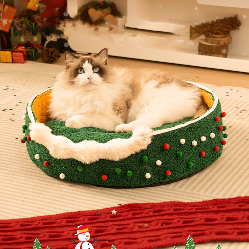 Contemporary Creative Conical Velvet Fabric PP Cotton Christmas Cat Bed For Bedroom