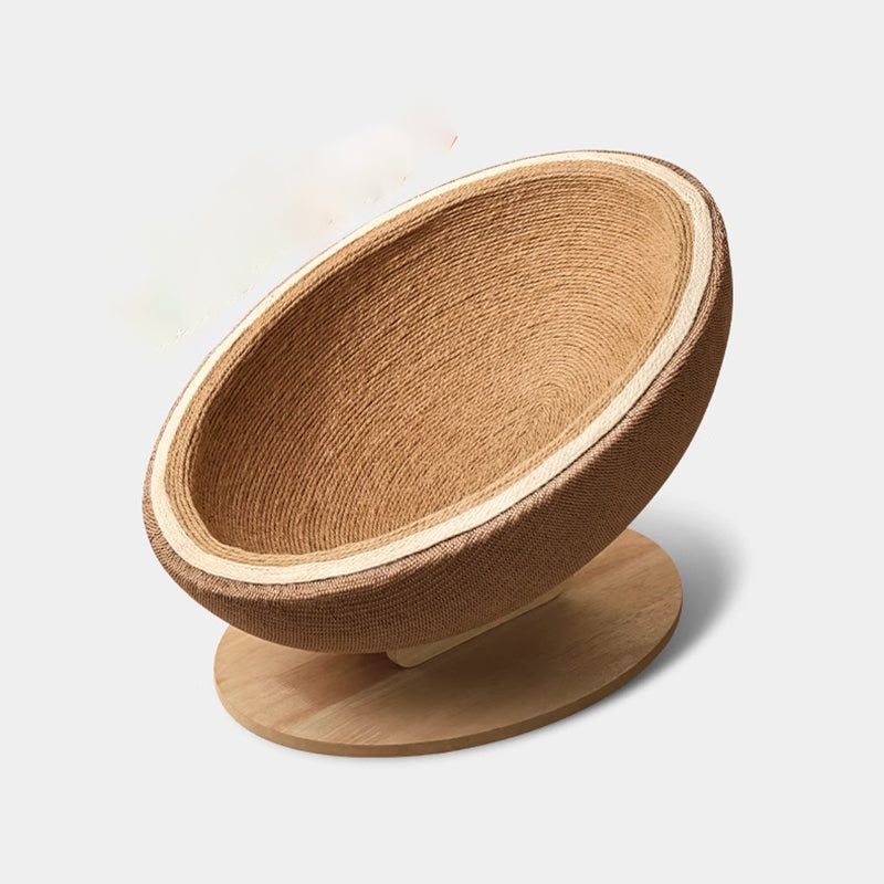 Contemporary Scandinavian Round Medium-Density Fiberboard Sisal Cat Bed For Bedroom