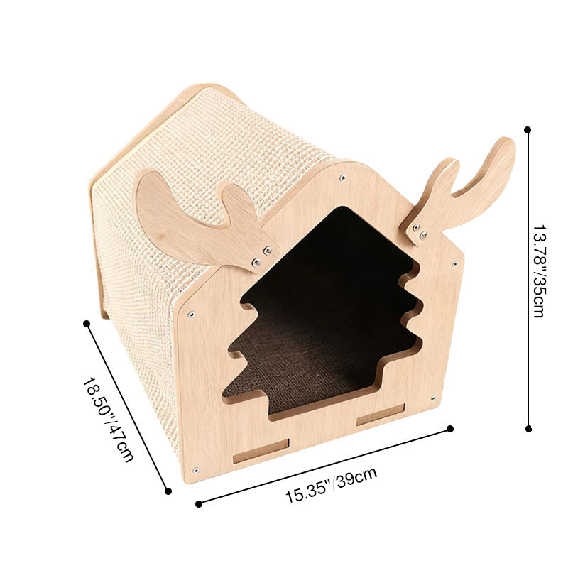 Contemporary Creative Square Medium-Density Fiberboard Micro-loop Fabric Jute PP Cotton Christmas Cat Bed For Bedroom