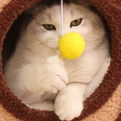 Contemporary Creative Round Multi-Layer Solid Wood Panel Jute Velvet Fabric Cake Roll-Shaped Cat Bed For Bedroom