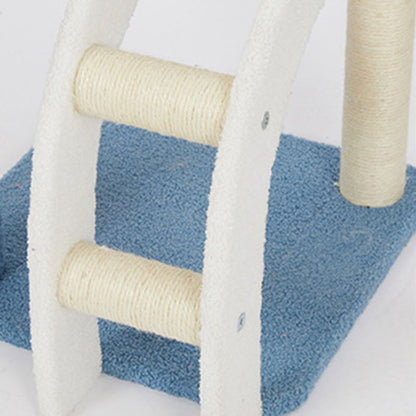 Contemporary Creative Square Particle Board Velvet Fabric Jute Rope Cat Tree 2/3-Tier For Living Room