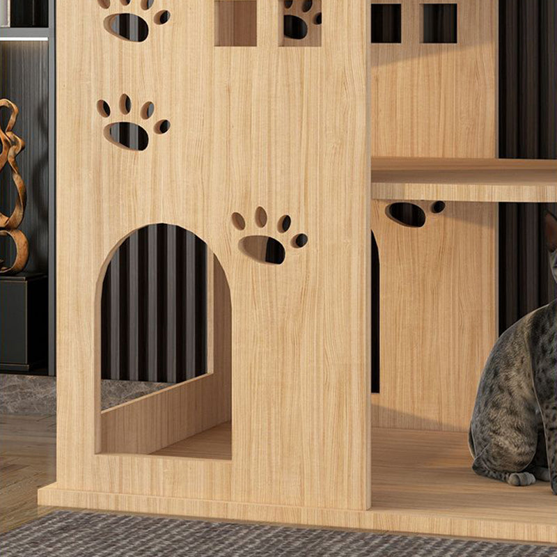 Contemporary Creative Rectangular Multi-Layer Solid Wood Panel Pine Wood Jute Rope Cat Tree 3/4/5-Tier For Living Room